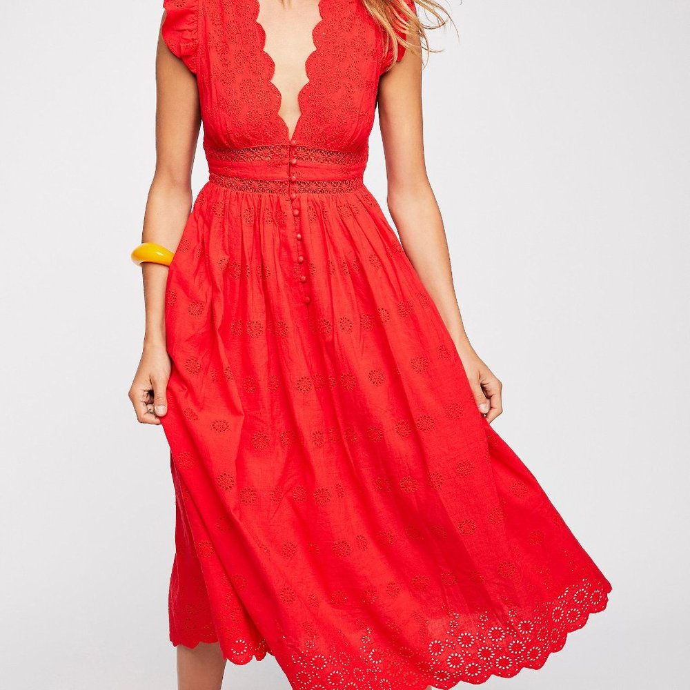 Free people peach pie midi dress large